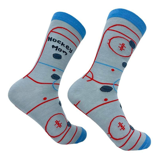 Women's Hockey Mom Socks Funny Cute Ice Rink Momma Footwear Funny Graphic Socks Comfortable Fitted Spandex Cotton