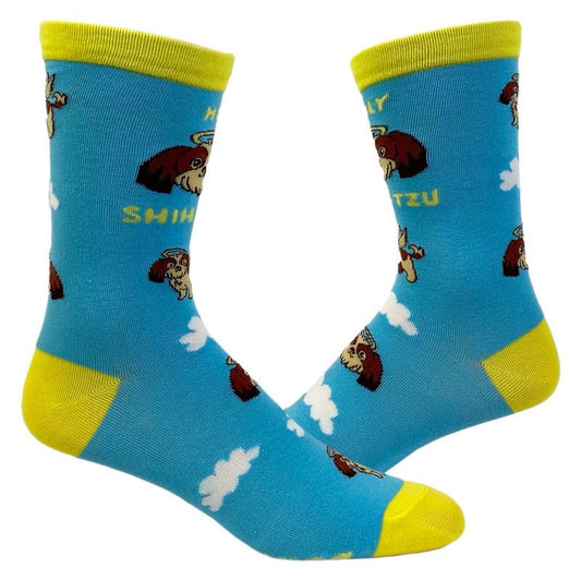 Women's Holy Shih-Tzu Socks Funny Pet Puppy Dog Animal Lover Angel Graphic Novelty Footwear Funny Graphic Socks Comfortable Fitted Spandex Cotton