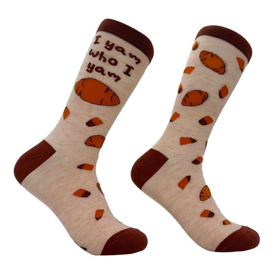 Women's I Yam Who I Yam Socks Funny Cute Yams Thanksgiving Lovers Footwear Funny Graphic Socks Comfortable Fitted Spandex Cotton