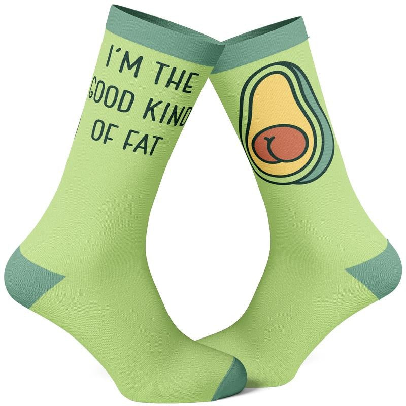 Women's I'm The Good Kind Of Fat Socks Funny Avocado Pit Butt Cheeks Footwear Funny Graphic Socks Comfortable Fitted Spandex Cotton
