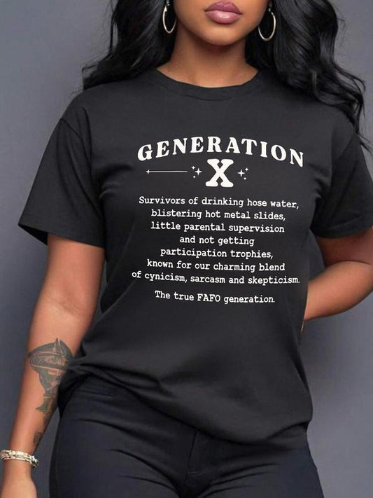 Women's Letter Print Round Neck Tee, Fashion Casual Crew Neck Short Sleeve T-Shirt for Daily Holiday Vacation Outdoor Wear, Ladies Clothes for Summerstyle{n002}3