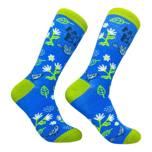 Women's Mama Bird Socks Funny Cute Bluebird Mothers Day Footwear For Mom Funny Graphic Socks Comfortable Fitted Spandex Cotton