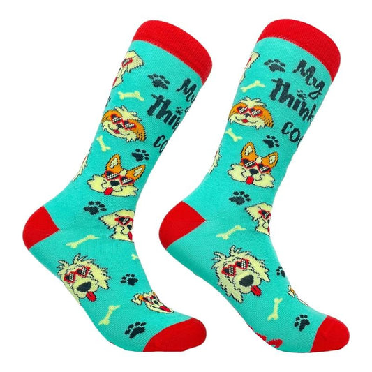 Women's My Dog Thinks I'm Cool Socks Funny Pet Lover Novelty Cute Graphic Funny Graphic Socks Comfortable Fitted Spandex Cotton