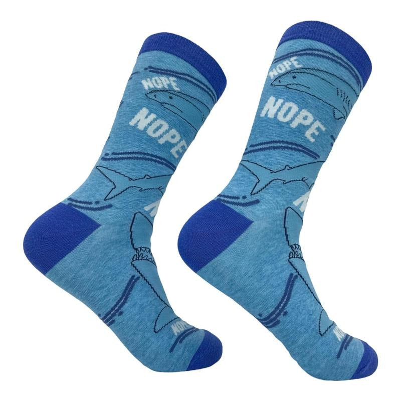 Women's Nope Shark Socks Funny Deep Sea Sharks Novelty Footwear Funny Graphic Socks Comfortable Fitted Spandex Cotton