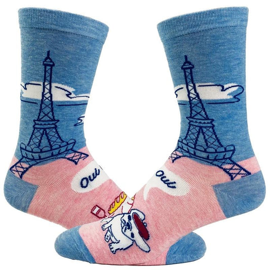 Women's Oui Oui French Bulldog Socks Funny Sarcastic Pet Puppy Lover Novelty Dog Footwear Funny Graphic Socks Comfortable Fitted Spandex Cotton