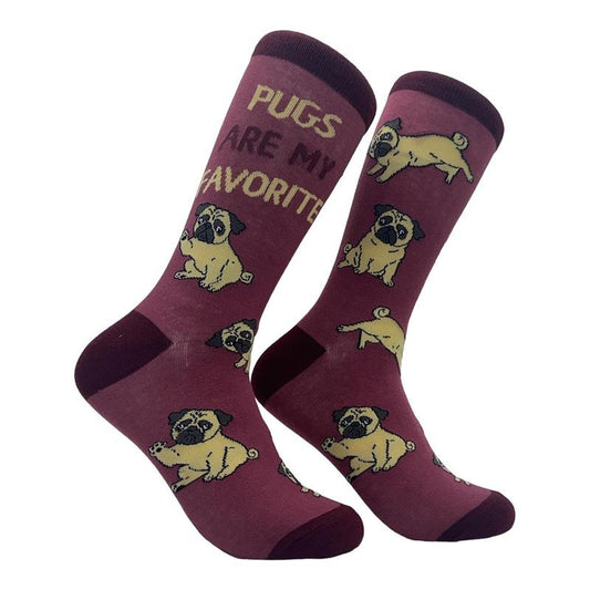 Women's Pugs Are My Favorite Socks Funny Pet Cute Puppy Lovers Footwear Funny Graphic Socks Comfortable Fitted Spandex Cotton