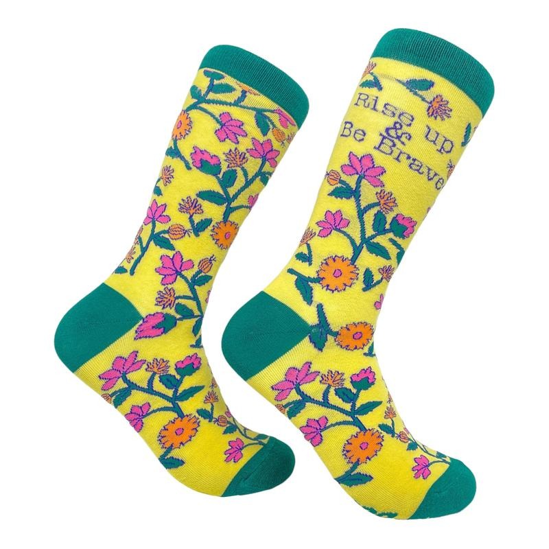 Women's Rise Up And Be Brave Socks Funny Motivational Inspirational Graphic Footwear Funny Graphic Socks Comfortable Fitted Spandex Cotton