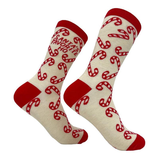 Women's Santas Favorite Ho Socks Funny Offensive Xmas Novelty Footwear Funny Graphic Socks Comfortable Fitted Spandex Cotton