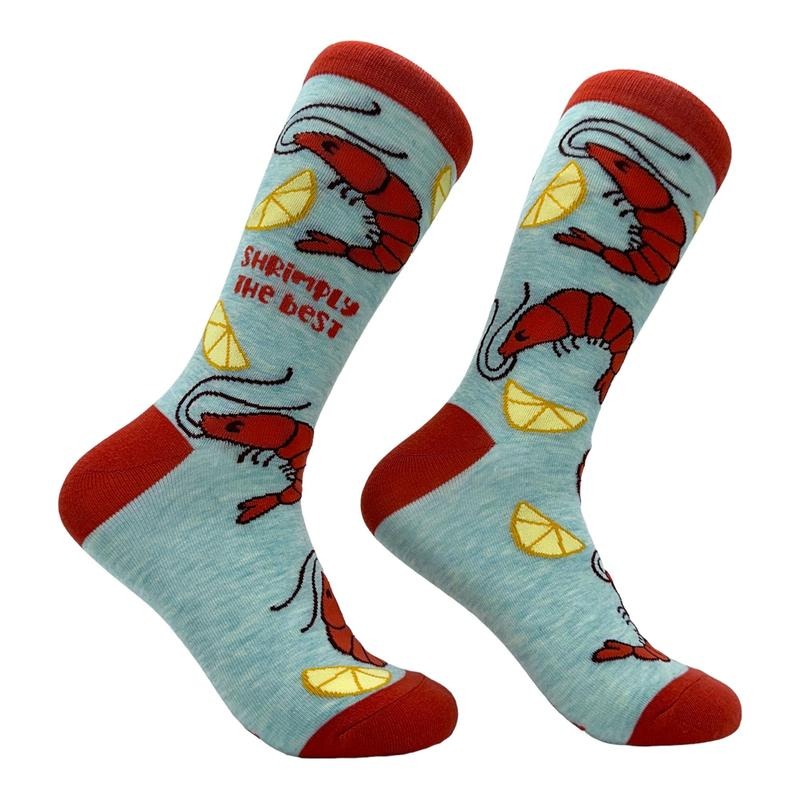 Women's Shrimply The Best Socks Funny Seafood Shrimp Lovers Joke Footwear Funny Graphic Socks Comfortable Fitted Spandex Cotton