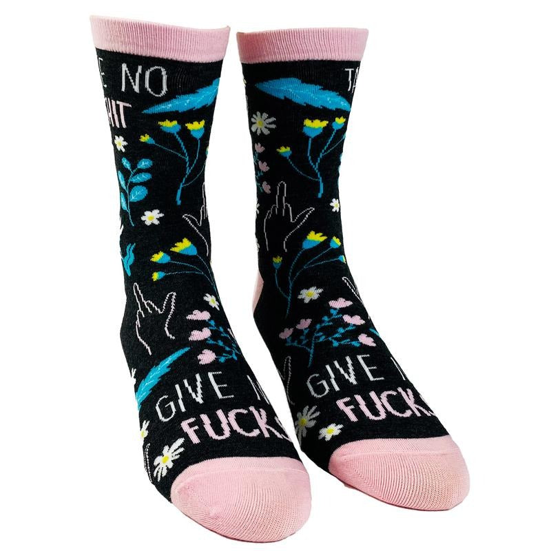 Women's Take No Shit Give No F*cks Socks Funny Badass Empowerment Novelty Graphic Footwear Funny Graphic Socks Comfortable Fitted Spandex Cotton