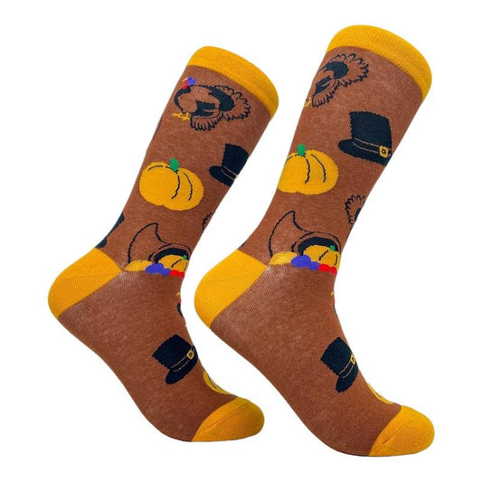 Women's Thanksgiving Socks Funny Turkey Pilgrim Pumpkin Holdiay Graphic Novelty Footwear Funny Graphic Socks Comfortable Fitted Spandex Cotton