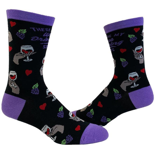 Women's Wine Drinking Socks Funny Vino Wine Lover Graphic Novelty Footwear Funny Graphic Socks Comfortable Fitted Spandex Cotton