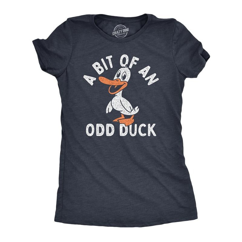 Womens A Bit Of An Odd Duck T Shirt Funny Weird Different Joke Tee for Ladies Funny Womens T Shirts Cute Slimming Top Comfortable Soft Womenswear Animal Tops for Women Funny Sarcastic Top Women's Navy -