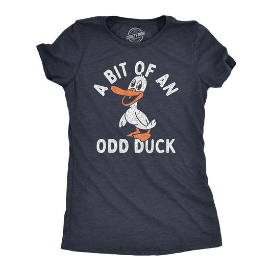 Womens A Bit Of An Odd Duck T Shirt Funny Weird Different Joke Tee for Ladies Funny Womens T Shirts Cute Slimming Top Comfortable Soft Womenswear Animal Tops for Women Funny Sarcastic Top Women's Navy -