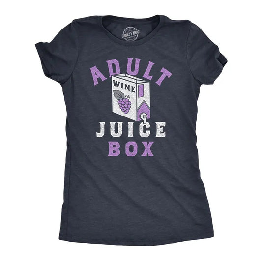 Womens Adult Juice Box T Shirt Funny Boxed Wine Lovers Joke Tee For Ladies Funny Womens T Shirts Cute Slimming Top Comfortable Soft Womenswear Sarcastic Tops for Women Funny Wine Top Women's Novelty Black -
