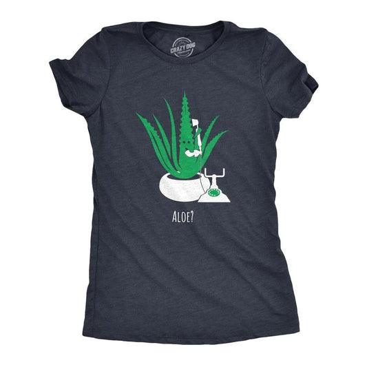 Womens Aloe Phone Call T Shirt Funny Sarcastic Plant Greeting Graphic Novelty Tee for Ladies Funny Womens T Shirts Cute Slimming Top Comfortable Soft Womenswear Funny Sarcastic Top Women's Novelty Navy