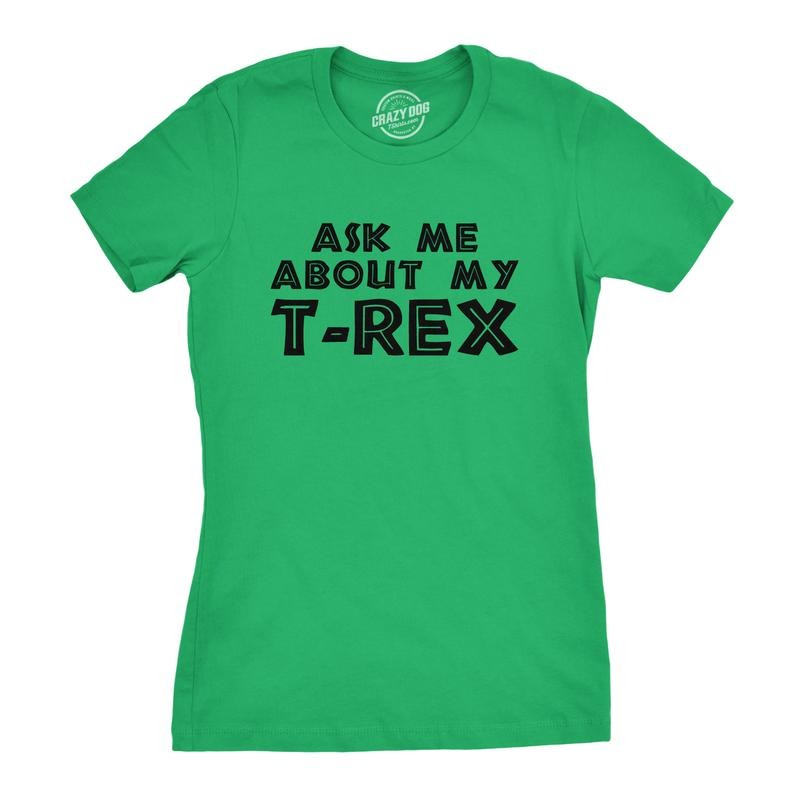 Womens Ask Me About My Trex T shirt Funny Cool Dinosaur Flip Graphic Novelty Tee Funny Womens T Shirts Cute Slimming Top Comfortable Soft Womenswear Flip Tops for Women Funny Dinosaur Top Women's