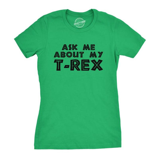 Womens Ask Me About My Trex T shirt Funny Cool Dinosaur Flip Graphic Novelty Tee Funny Womens T Shirts Cute Slimming Top Comfortable Soft Womenswear Flip Tops for Women Funny Dinosaur Top Women's