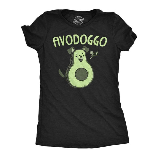 Womens Avodoggo Funny T Shirt Cute Puppy Graphic Tee for Ladies Funny Womens T Shirts Cute Slimming Top Comfortable Soft Womenswear Food Tops for Women Funny Dog Top Women's Novelty Tees Black -
