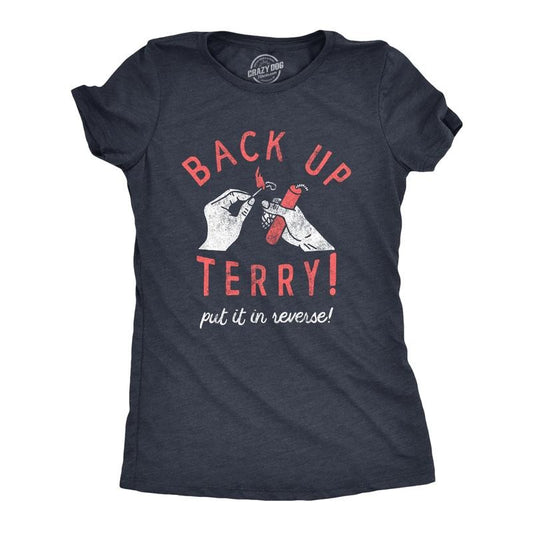 Womens Back Up Terry Put It In Reverse T Shirt Funny Fireworks Sarcastic Viral Video Fourth Of July Tee For Ladies Funny Womens T Shirts Cute Slimming Top Comfortable Soft Womenswear Patriotic Tops Navy -