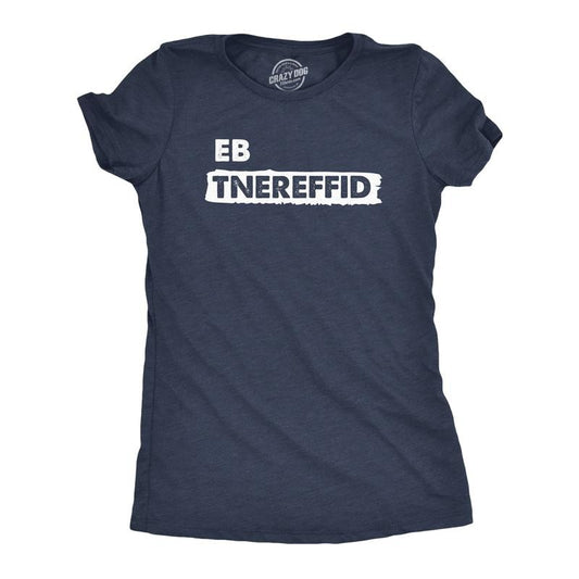 Womens Be Different Backwards T Shirt Funny Reverse Spelling Unique Special Tee For Ladies Funny Womens T Shirts Cute Slimming Top Comfortable Soft Womenswear Funny Sarcastic T Shirt Women's Novelty T Navy -