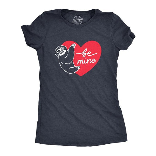 Womens Be Mine Sloth T Shirt Cute Valetines Day Heart Graphic Tee For Ladies Funny Womens T Shirts Cute Slimming Top Comfortable Soft Womenswear Love Tops for Women Funny Animal Top Women's Novelty Navy