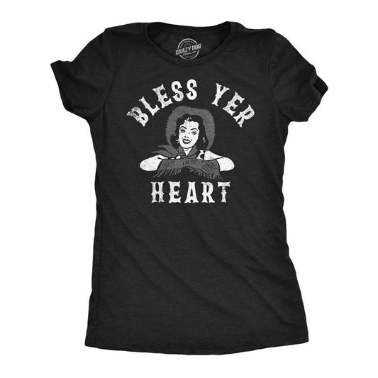 Womens Bless Yer Heart Funny T Shirt Sarcastic Southern Bell Graphic Tee for Ladies Funny Womens T Shirts Cute Slimming Top Comfortable Soft Womenswear Funny Sarcastic Top Women's Novelty Tees Black -