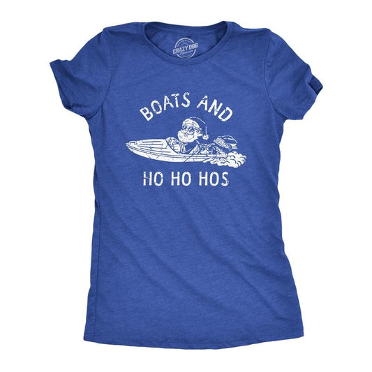 Womens Boats And Ho Ho Hos T Shirt Funny Xmas Sailor Santa Joke Tee For Ladies Funny Womens T Shirts Cute Slimming Top Comfortable Soft Womenswear Christmas Tops for Women Funny Sarcastic Top Women's Royal -