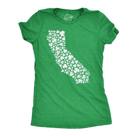 Womens California State Clovers T Shirt Funny St Pattys Day Parade Shamrocks Lovers Tee For Ladies Funny Womens T Shirts Cute Slimming Top Comfortable Soft Womenswear  Tops for Women Women's Novelty Green -