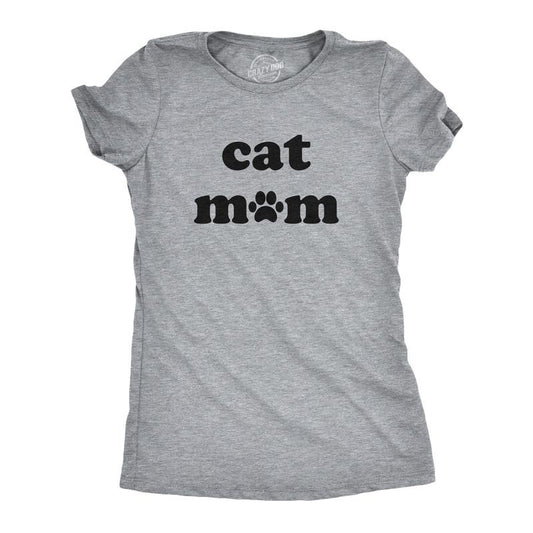 Womens Cat Mom T Shirt Funny Pet Animal Lover Kitty Novelty Tee Funny Womens T Shirts Cute Slimming Top Comfortable Soft Womenswear Mother's Day Tops for Women Funny Cat Top Women's Novelty Tees Light Grey