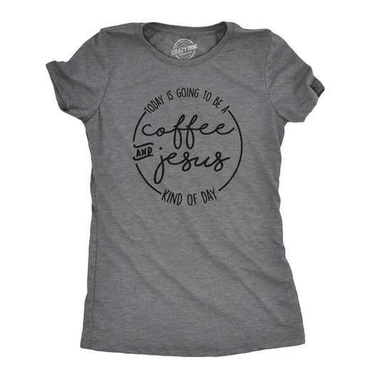 Womens Coffee And Jesus T Shirt Cute Religious Easter Christian Faith Morning Funny Womens T Shirts Cute Slimming Top Comfortable Soft Womenswear Easter Tops for Women Funny Coffee Top Women's Novelty Dark Grey