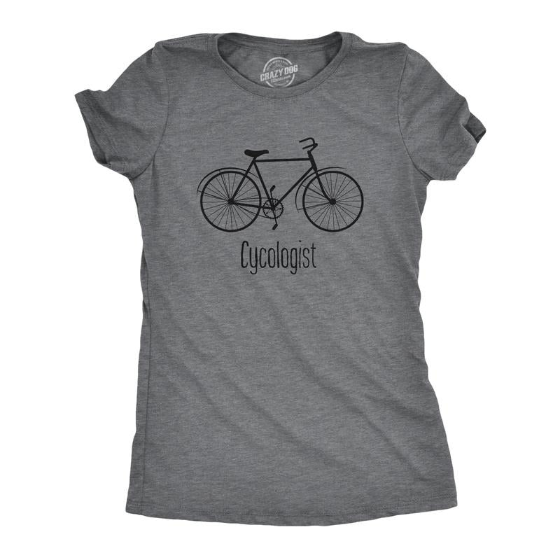 Womens Cycologist Funny Psychology Biking Cyclist Gift for Biker Graphic Sarcasm Funny Womens T Shirts Cute Slimming Top Comfortable Soft Womenswear Funny Fitness Top Women's Novelty Tees Dark Grey