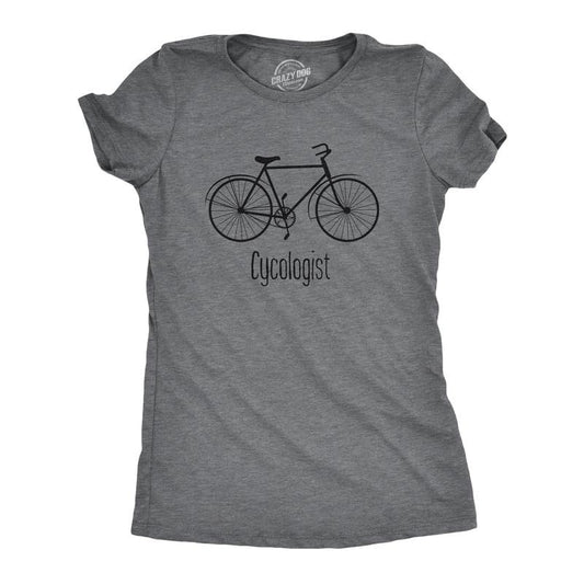 Womens Cycologist Funny Psychology Biking Cyclist Gift for Biker Graphic Sarcasm Funny Womens T Shirts Cute Slimming Top Comfortable Soft Womenswear Funny Fitness Top Women's Novelty Tees Dark Grey