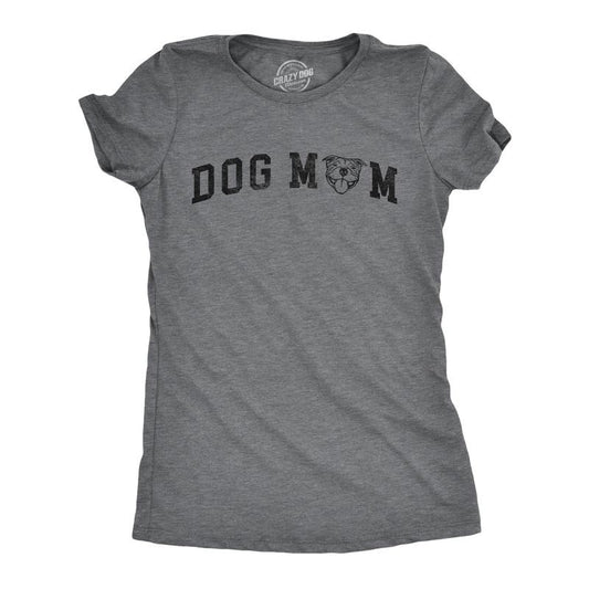Womens Dog Mom Pitbull T Shirt Funny Cute Puppy Pet Pitty Lovers Tee For Ladies Funny Womens T Shirts Cute Slimming Top Comfortable Soft Womenswear Funny Dog Top Women's Novelty Tees Dark Grey