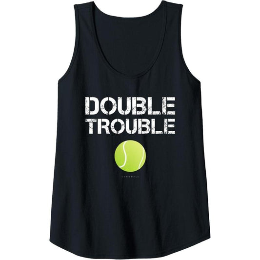Womens Double Trouble Tanks - Funny Tennis Team Gift Tank Top Made in USA