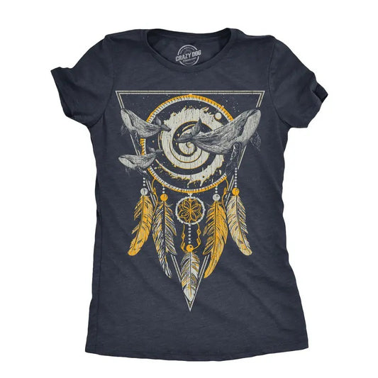 Womens Dream Whale T Shirt Funny Awesome Majestic Dream Catcher Whales Tee For Ladies Funny Womens T Shirts Cute Slimming Top Comfortable Soft Womenswear Funny Animal T Shirt Women's Novelty T Shirts Navy -