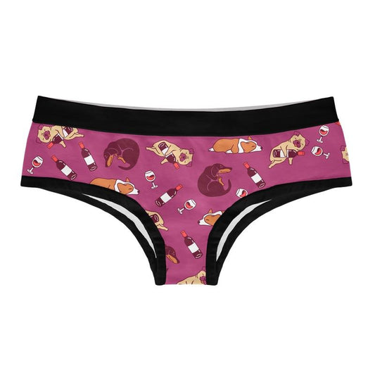 Womens Drink Wine and Pet My Dog Panties Funny Saying Cute Bikini Brief Underwear Funny Underwear for Women Dog  Funny Wine  Women's Purple