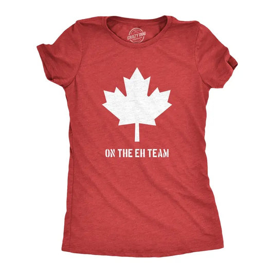 Womens Eh Team Canada T shirt Funny Canadian Shirts Novelty T shirt Hilarious Funny Womens T Shirts Cute Slimming Top Comfortable Soft Womenswear Funny Canada Top Women's Novelty Tees Red