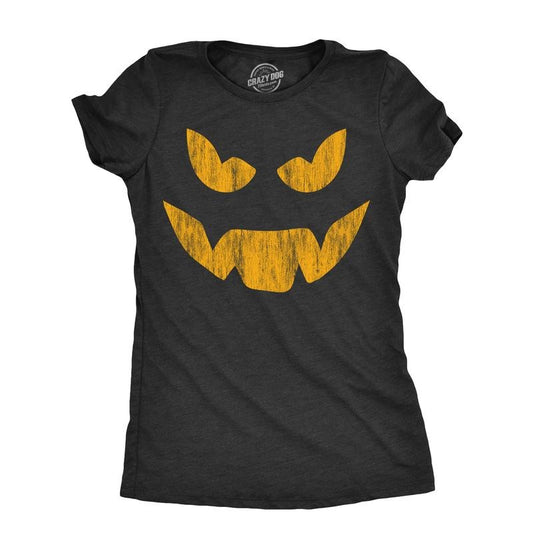 Womens Evil Eddie Pumpkin T Shirt Funny Halloween Jack O Lantern Dark Smile Tee For Ladies Funny Womens T Shirts Cute Slimming Top Comfortable Soft Womenswear Halloween Tops for Women Women's Novelty Black - M