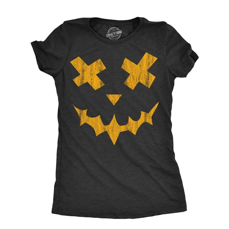 Womens Excellent Xavier Pumpkin T Shirt Funny Halloween Jack O Lantern Freaky Smile Tee For Ladies Funny Womens T Shirts Cute Slimming Top Comfortable Soft Womenswear Halloween Tops for Women Women's Black - S