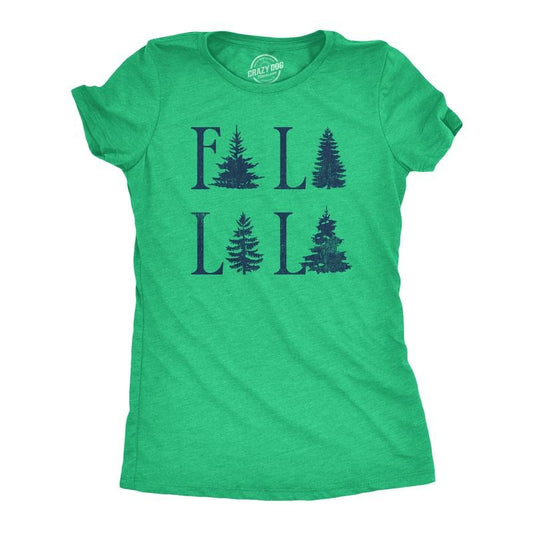 Womens Fa La La La T Shirt Funny Xmas Carol Tree Tee For Ladies Funny Womens T Shirts Cute Slimming Top Comfortable Soft Womenswear Christmas Tops for Women Funny Music Top Women's Novelty Tees Green -