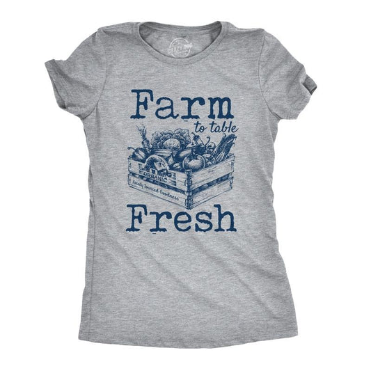 Womens Farm to Table Fresh T Shirt Cute Vegetables Farmers Market Tee Funny Womens T Shirts Cute Slimming Top Comfortable Soft Light Grey