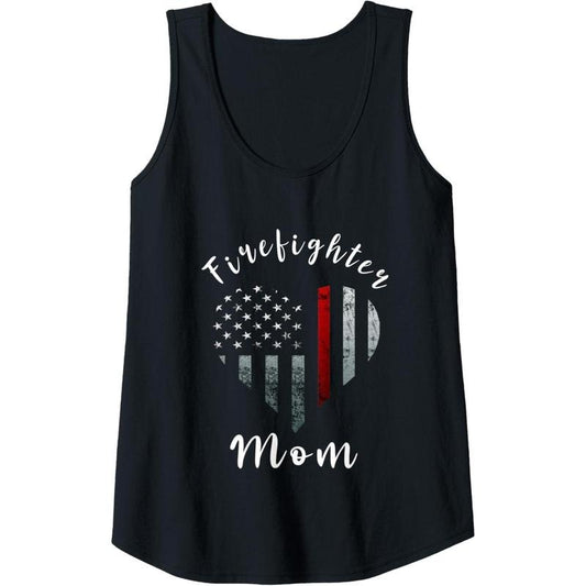 Womens Firefighter Mom Fireman Patriotic American Flag Tank Top made in USA