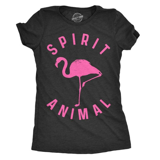 Womens Flamingo Spirit Animal T shirt Cool Funny Gift Cute Vintage Graphic Tee Funny Womens T Shirts Cute Slimming Top Comfortable Soft Womenswear Pride Tops for Women Funny Animal Top Women's Novelty Black -