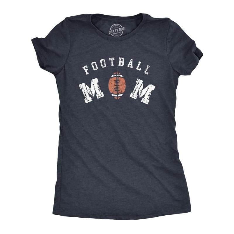 Womens Football Mom T Shirt Funny Cool Mothers Day Gift Foot Ball Lover Novelty Tee For Ladies Funny Womens T Shirts Cute Slimming Top Comfortable Soft Womenswear Mother's Day Tops for Women Funny Navy -