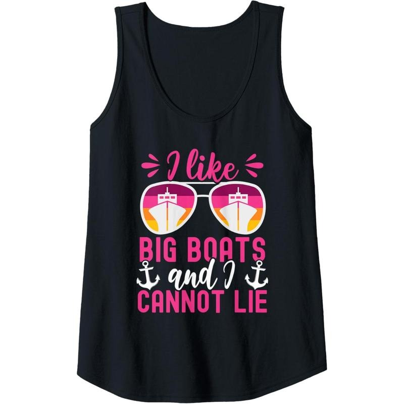 Womens Funny Boating Yacht Cruise I Like Big Boats And I Cannot Lie Tank Top Made in USAstyle{n002}2