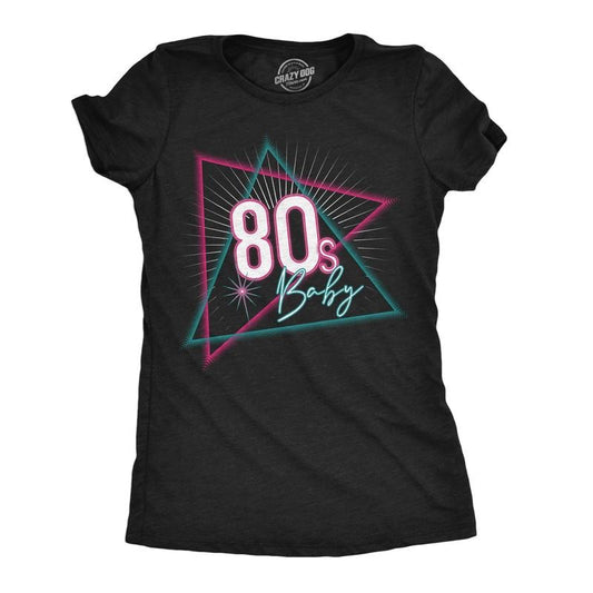 Womens Funny T Shirts 80s Baby Retro Graphic Tee for Ladies Funny Womens T Shirts Cute Slimming Top Comfortable Soft Womenswear Funny Vintage Top Women's Novelty Tees Black -