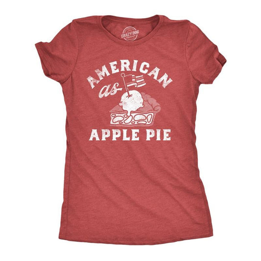 Womens Funny T Shirts American As Apple Pie Sarcastic Fourth Of July Tee For Ladies Funny Womens T Shirts Cute Slimming Top Comfortable Soft Womenswear Patriotic Tops for Women Funny Food Top Women's Red -