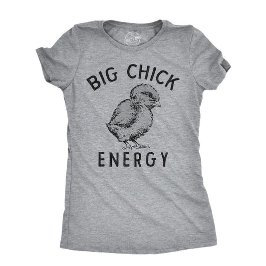 Womens Funny T Shirts Big Chick Energy Sarcastic Baby Chicken Graphic Novelty Tee For Ladies Funny Womens T Shirts Cute Slimming Top Comfortable Soft Womenswear Sarcastic Tops for Women Funny Animal Light Grey