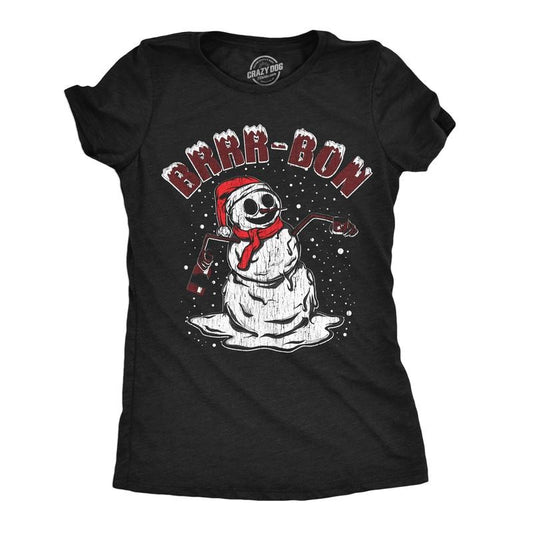 Womens Funny T Shirts Brrr Bon Sarcastic Christmas Drinking Tee for Ladies Funny Womens T Shirts Cute Slimming Top Comfortable Soft Womenswear Christmas Tops for Women Funny Drinking Top Women's Black -